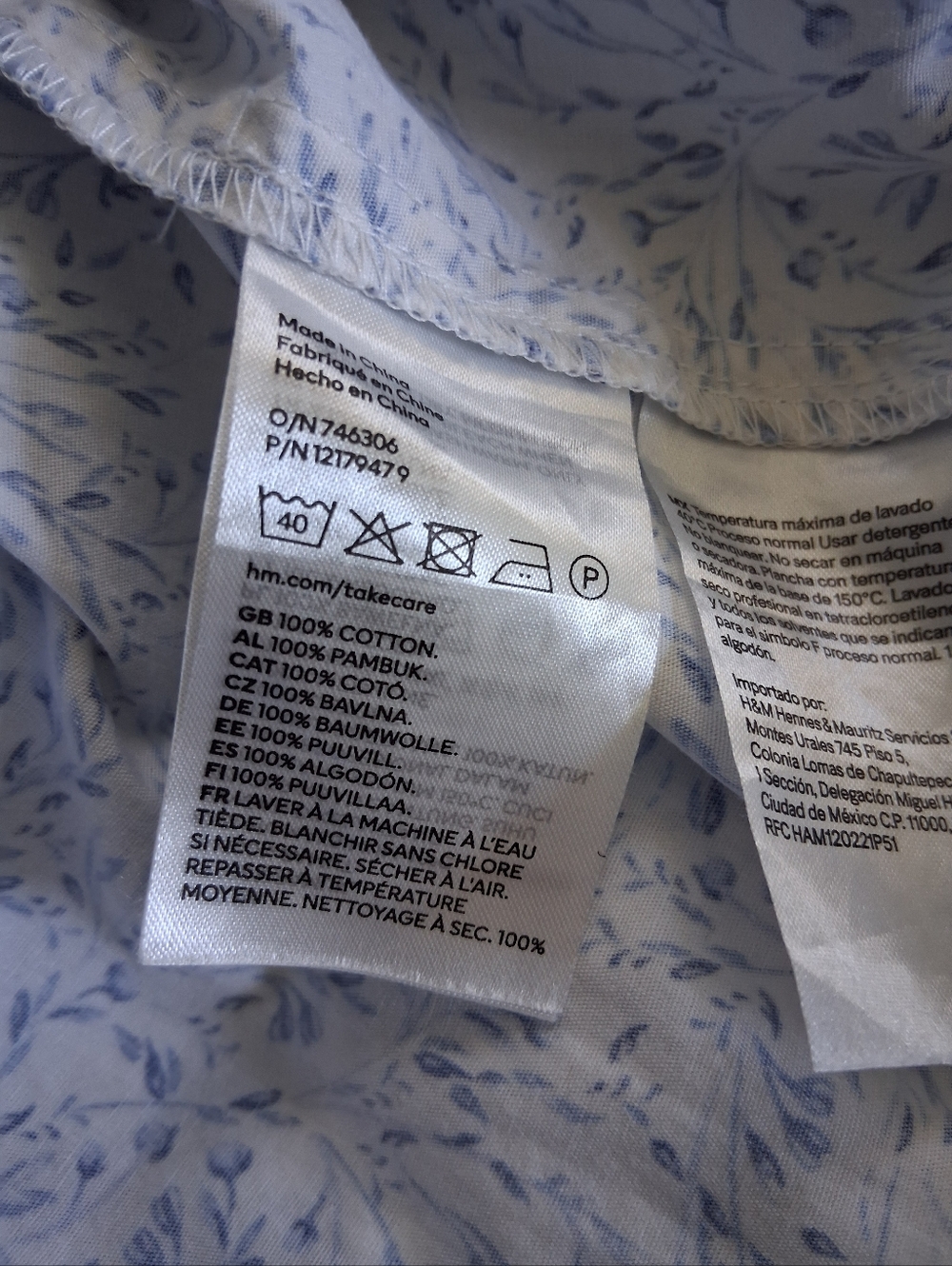 H&M White & Blue Floral Dress Cotton - Picture 6 of 6